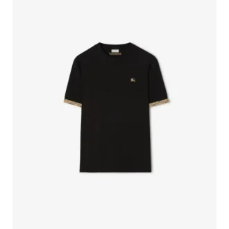 Check Trim Cotton T-Shirt
