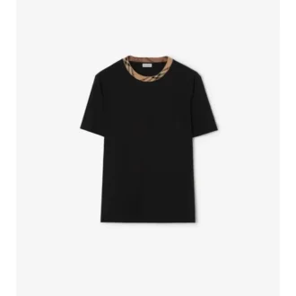 Check Trim Cotton T-Shirt