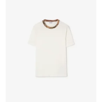 Check Trim Cotton T-Shirt