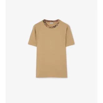 Check Trim Cotton T-Shirt