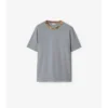 Check Trim Cotton T-Shirt