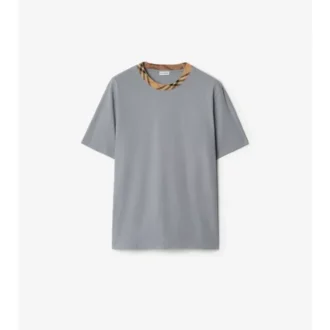 Check Trim Cotton T-Shirt