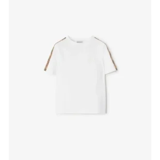 Check Trim Cotton T-Shirt