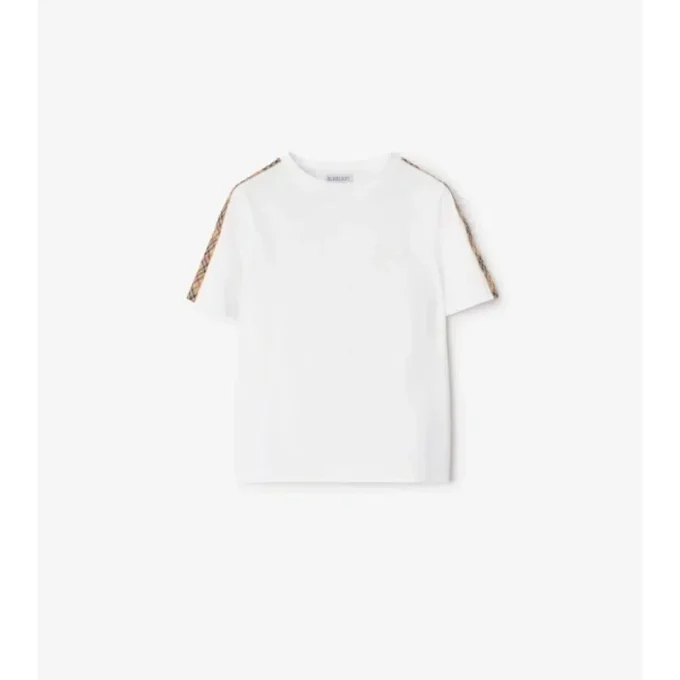 Check Trim Cotton T-Shirt