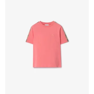 Check Trim Cotton T-Shirt