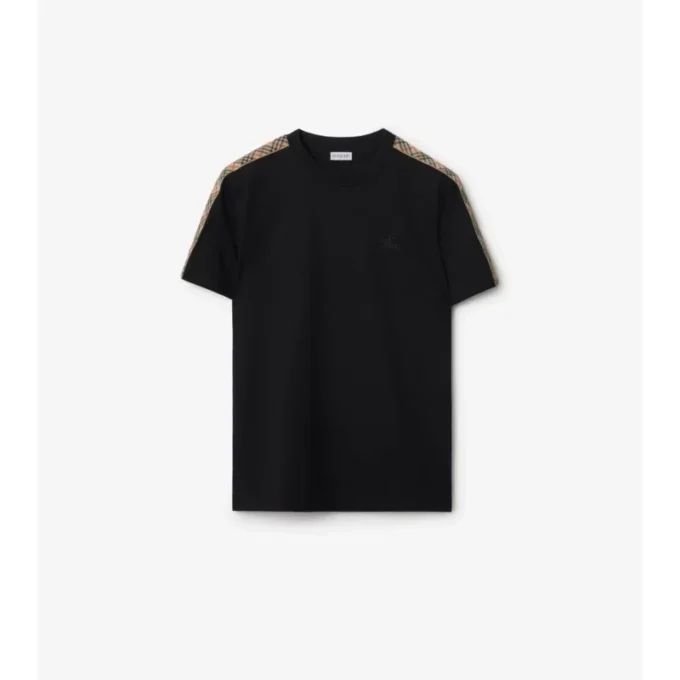 Check Trim Cotton T-Shirt
