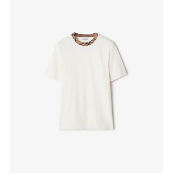 Check Trim Cotton T-Shirt