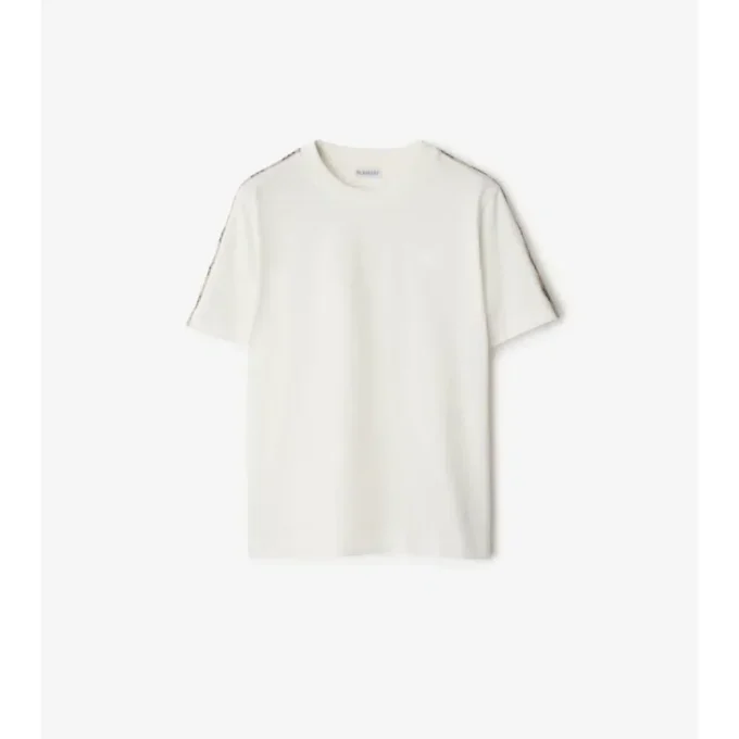 Check Trim Cotton T-Shirt