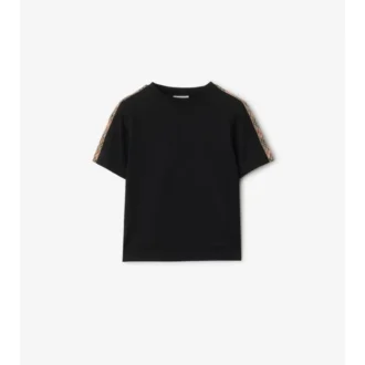 Check Trim Cotton T-Shirt