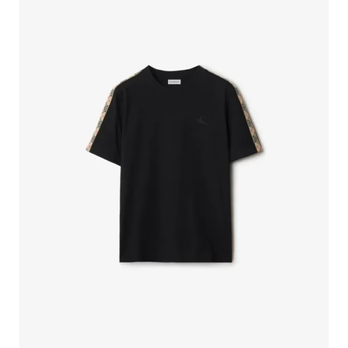Check Trim Cotton T-Shirt