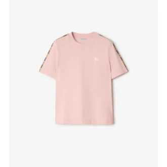 Check Trim Cotton T-Shirt
