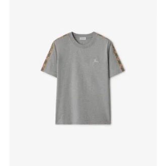 Check Trim Cotton T-Shirt