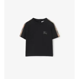 Check Trim Cotton T-Shirt