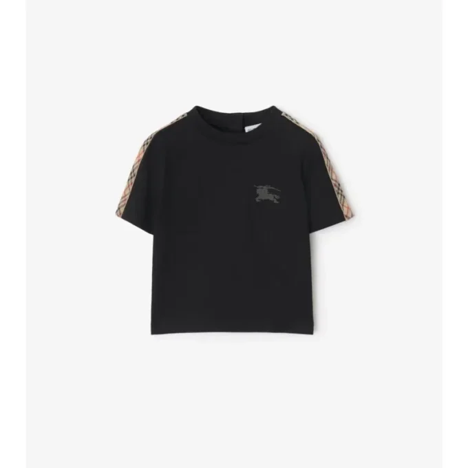 Check Trim Cotton T-Shirt