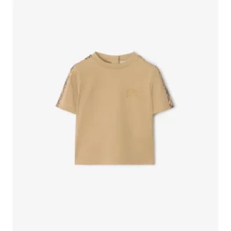 Check Trim Cotton T-Shirt