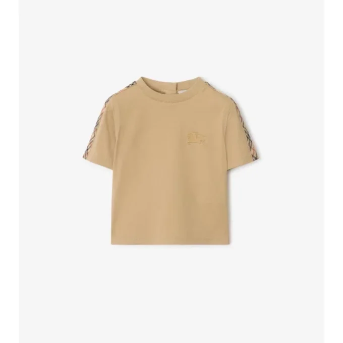 Check Trim Cotton T-Shirt