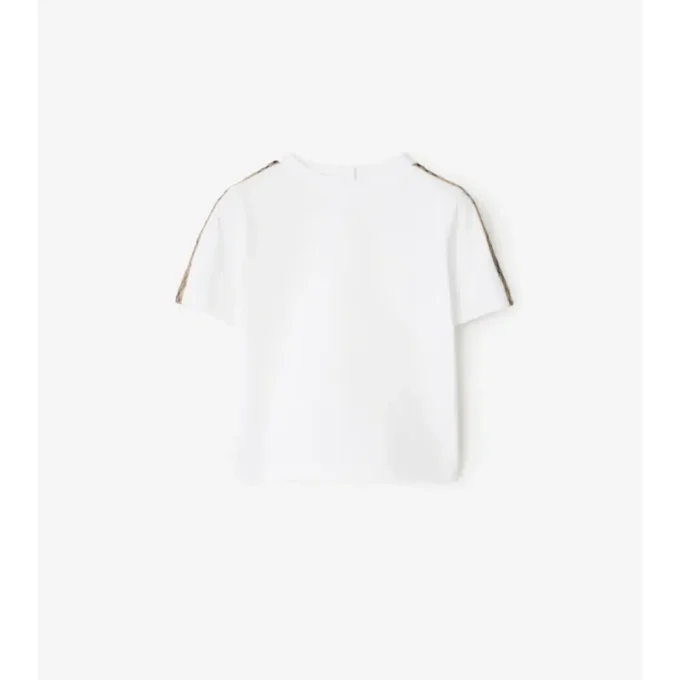 Check Trim Cotton T-Shirt