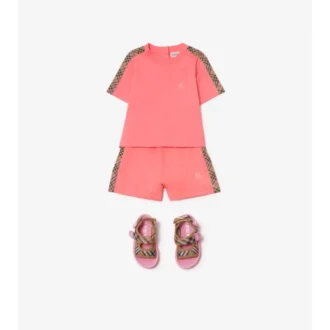 Check Trim Cotton T-Shirt