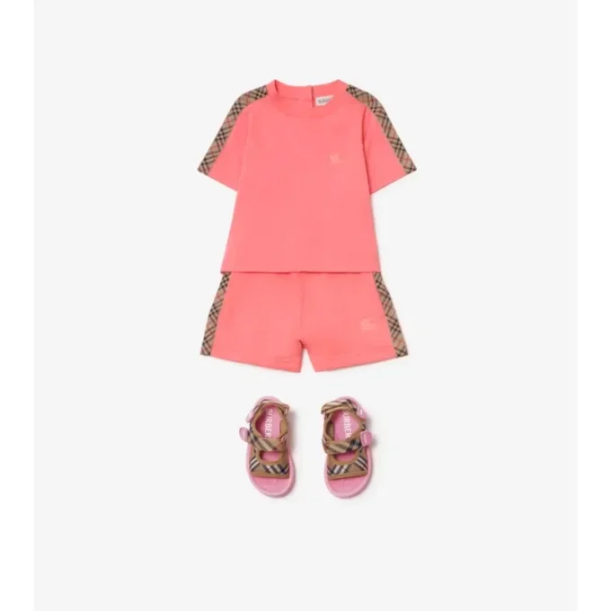 Check Trim Cotton T-Shirt