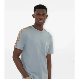 Check Trim Cotton T-Shirt