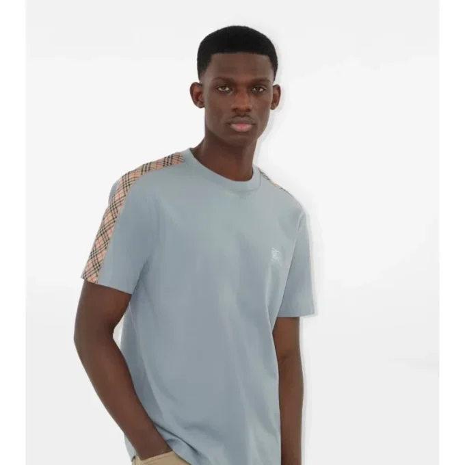 Check Trim Cotton T-Shirt