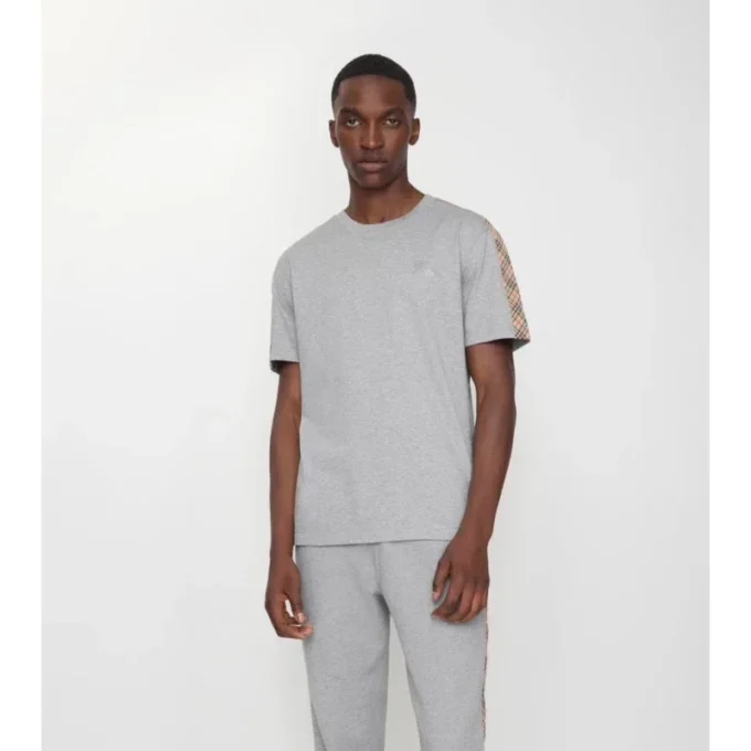 Check Trim Cotton T-Shirt