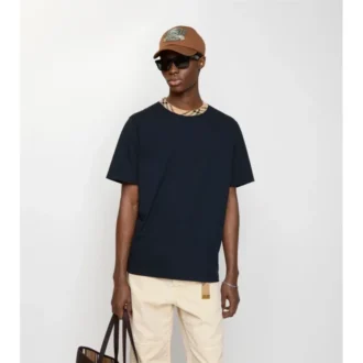 Check Trim Cotton T-Shirt