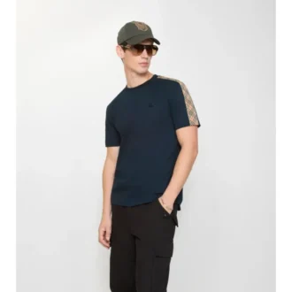 Check Trim Cotton T-Shirt