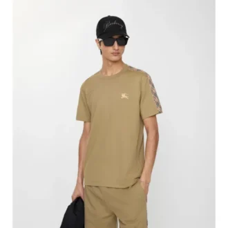 Check Trim Cotton T-Shirt