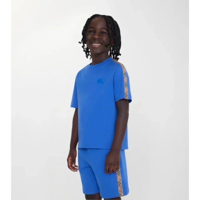 Check Trim Cotton T-Shirt