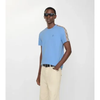 Check Trim Cotton T-Shirt