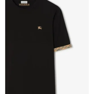 Check Trim Cotton T-Shirt