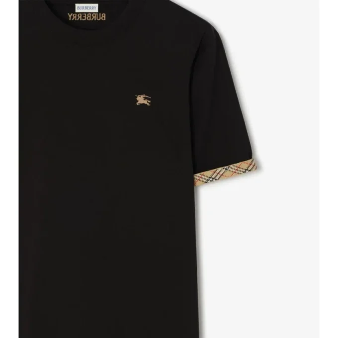 Check Trim Cotton T-Shirt