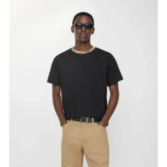 Check Trim Cotton T-Shirt