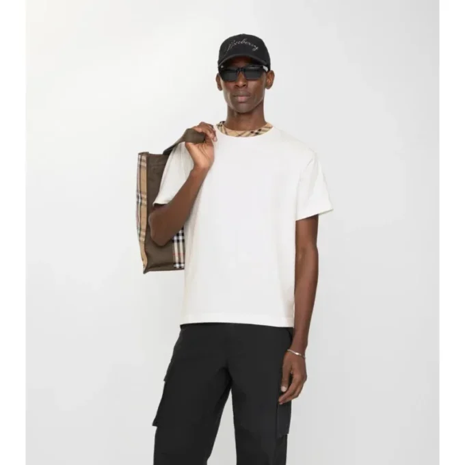 Check Trim Cotton T-Shirt