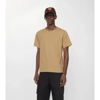 Check Trim Cotton T-Shirt