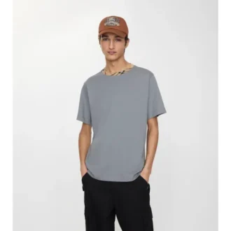Check Trim Cotton T-Shirt
