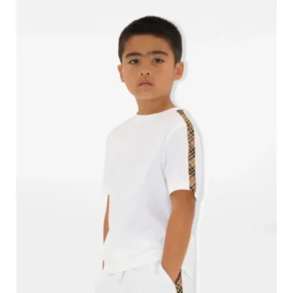 Check Trim Cotton T-Shirt