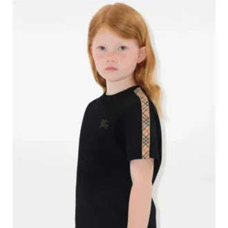 Check Trim Cotton T-Shirt