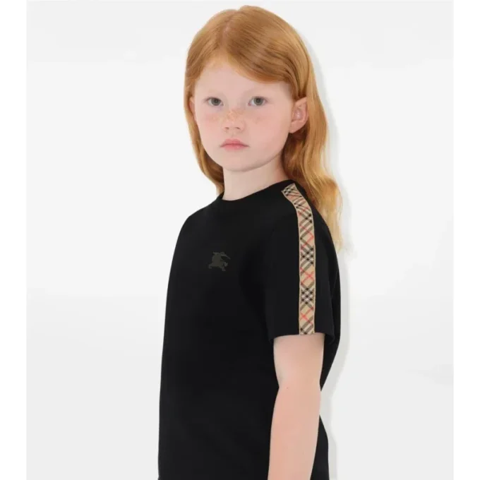 Check Trim Cotton T-Shirt