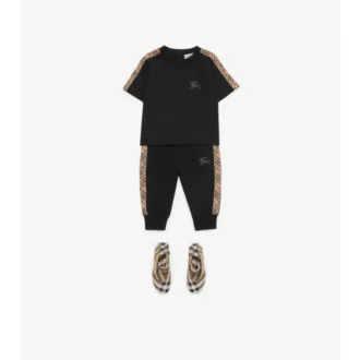 Check Trim Cotton T-Shirt
