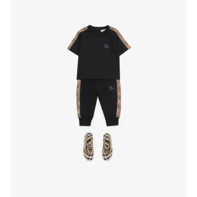 Check Trim Cotton T-Shirt