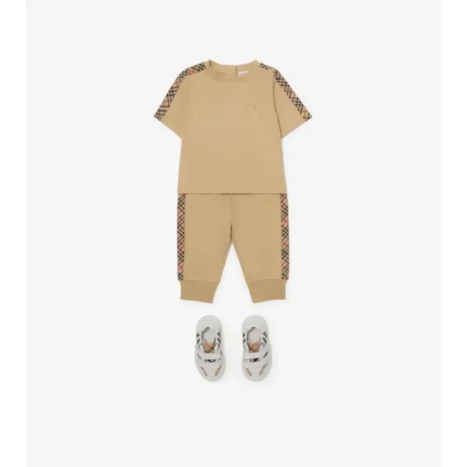 Check Trim Cotton T-Shirt