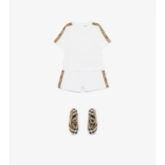 Check Trim Cotton T-Shirt