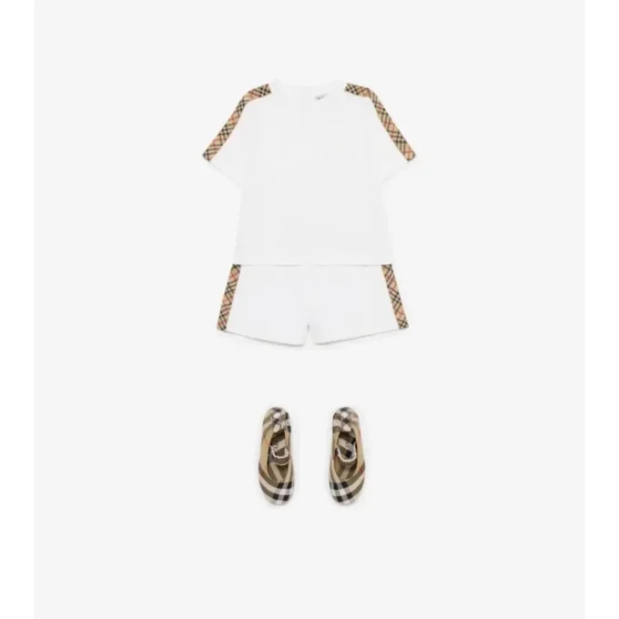 Check Trim Cotton T-Shirt