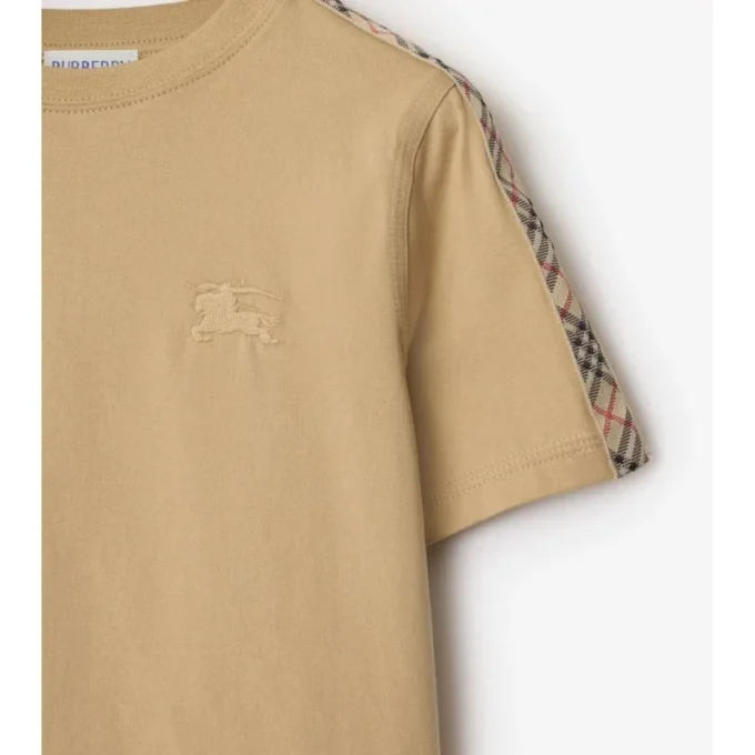 Check Trim Cotton T-Shirt