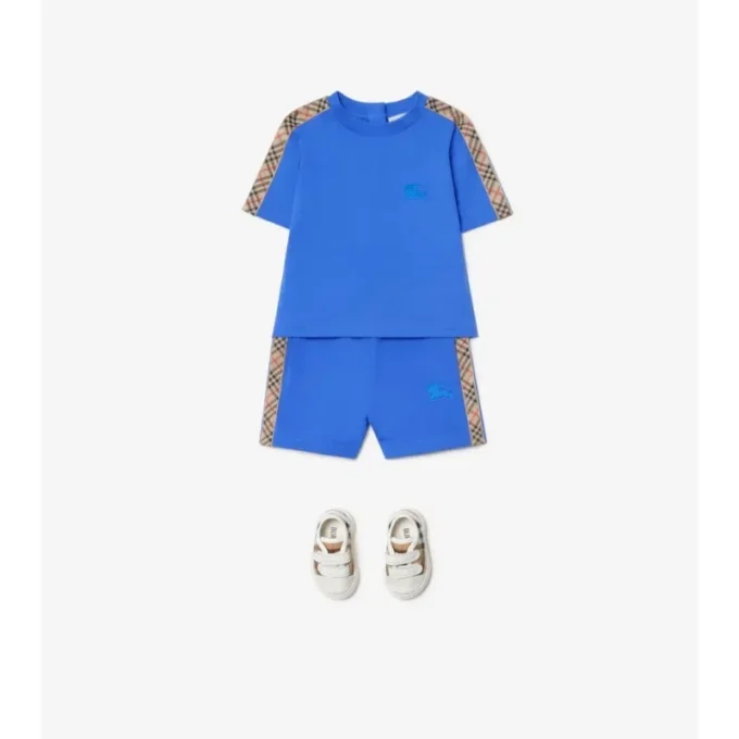 Check Trim Cotton T-Shirt
