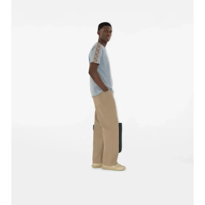 Check Trim Cotton T-Shirt