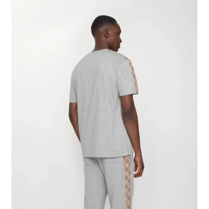 Check Trim Cotton T-Shirt