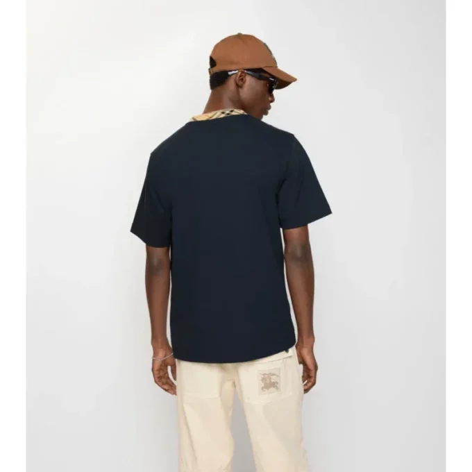 Check Trim Cotton T-Shirt